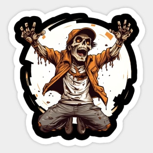 Happy Party Zombie Undead Creepy Halloween Design Sticker